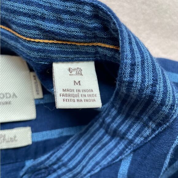 Scotch and Soda Blue Striped Long Sleeve Button Down Paradise Shirt Size Medium - Picture 2 of 9